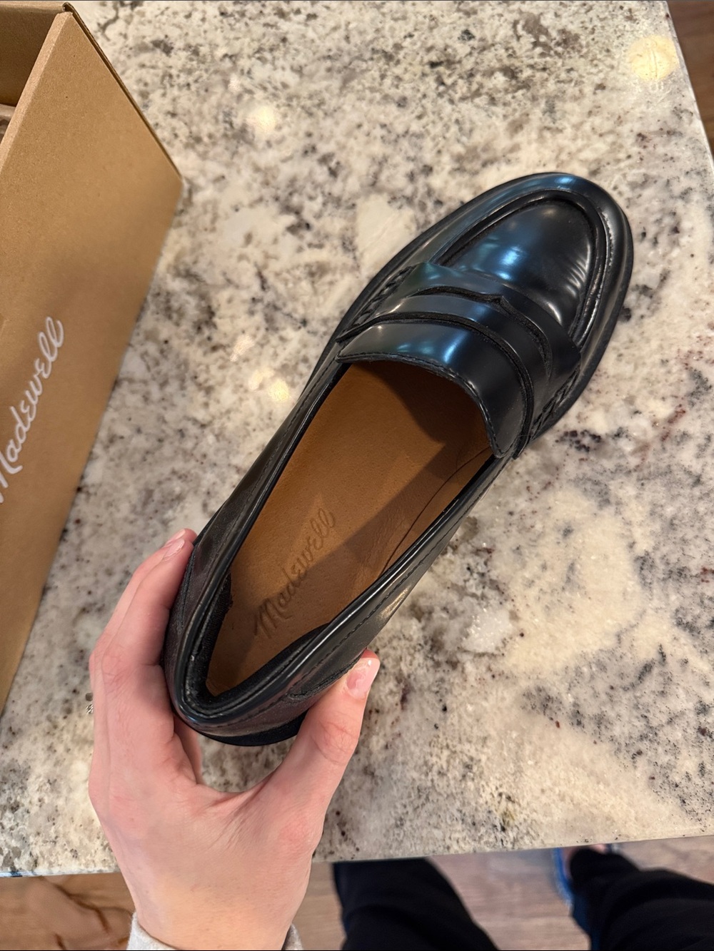 Madewell Black Leather Penny Loafers